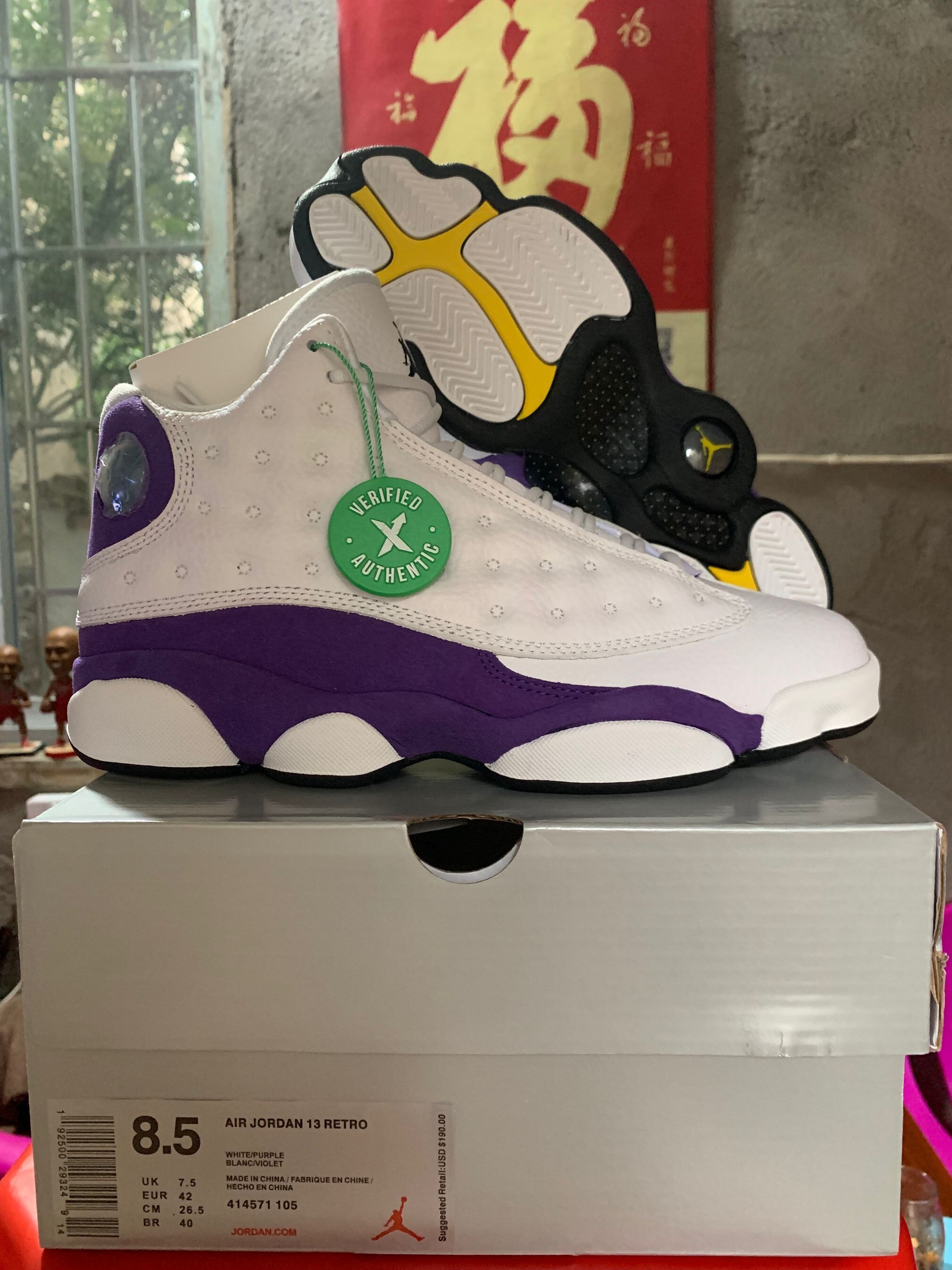 Air Jordan 13 Retro Lakers White Purple Yellow - Click Image to Close